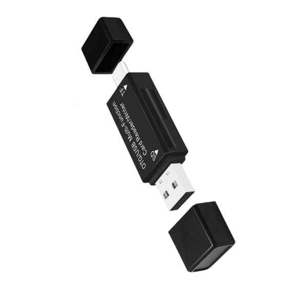 2 Port OTG Adapter USB Memory Card Reader Writer 2 in 1 Design Fast Speed Data Transfer for Phones SDXC Cards