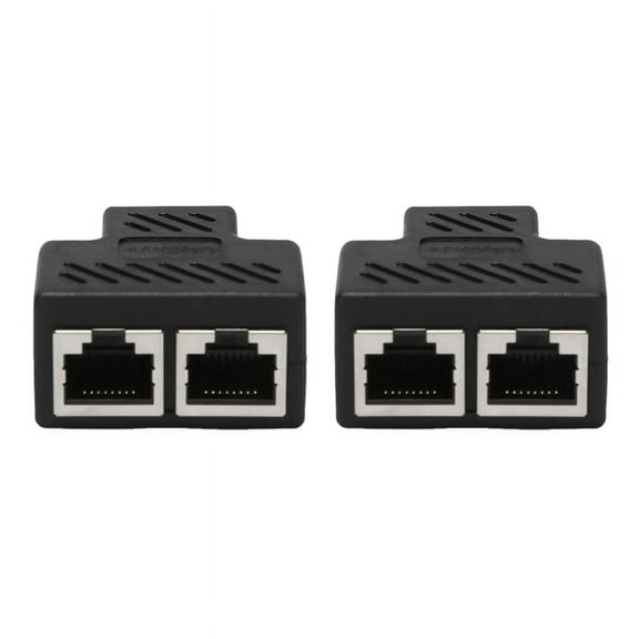 2 Port RJ45 Splitter Adapter LAN Network Ethernet Extender Connector Plug Lot 2Pcs