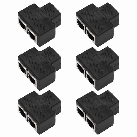 2 Port RJ45 Splitter Adapter LAN Network Ethernet Extender Connector Plug Lot 6pcs,6x RJ45 1 Way To 2 Ways Splitter Connector (Not Include Others),Black