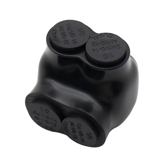 2-Port Single-Sided Insulated Multi Tap Connector, 1/0-14AWG Black Electrical Cable Connectors with Oxide Inhibitor, Perfect for Challenging Electrical Splicing Tasks, UL Listed(1-Pack)