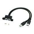 thumbnail image 1 of 2 Port USB 3.0 Cable Extension Code Male to Female Adapter with Screw Panel Mount Holes 30cm, 1 of 17