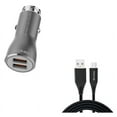 thumbnail image 1 of 2-Port USB 36W Fast Car Charger w Charger Cord Type-C 10ft USB Cable G2M for Motorola Moto Z3 Play Z2 Play Z Play Droid Force Droid X4, Revvlry Plus, G7 Power Play G6 - Nokia 3.1, 7.1, 8, Plus, 1 of 12