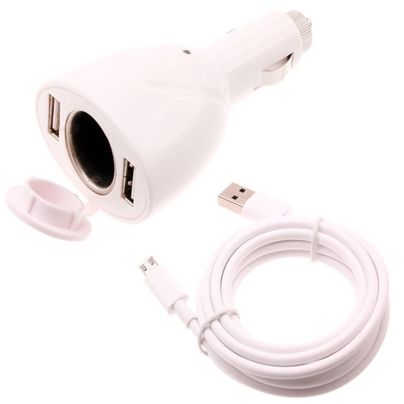 2-Port USB Car Charger 6ft Long Cable Power Cord DC Socket Adapter Micro-USB D2K for Oculus Go - Samsung Galaxy Stardust Sol Sky S7 S6 S5 J7 Sky Pro Sport (SM-G860P) Mini S4 S3 V (2017) J3 V