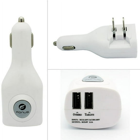 2-Port USB Car Home Charger for Galaxy S20 S21 Ultra/Plus S20 Fan Edition - 2-in-1 Power Adapter DC Socket Wall