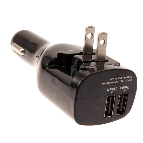 2-Port USB Car Home Charger for iPhone 16/Pro/Max/Plus - 2-in-1 Power Adapter DC Socket Wall