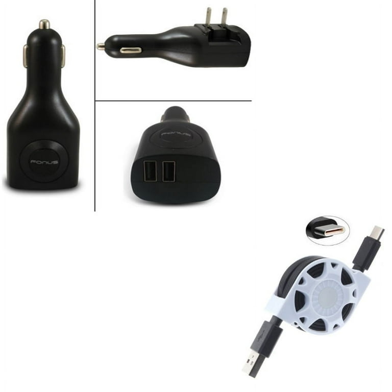 2-Port USB Car Home Charger w Retractable USB Cable W2N for LG V35