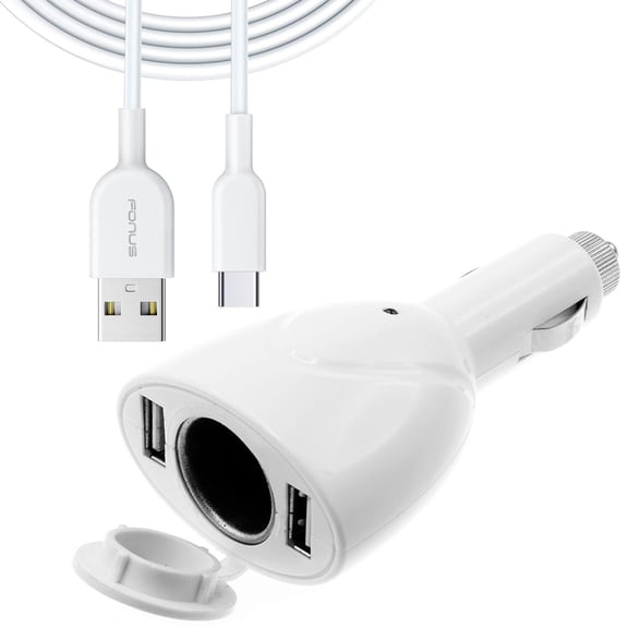 2-Port USB Charger Compatible With Google Pixel 4a/5a/6a/7a/8a/9a/10a - 6ft Type-C Cable Power Cord DC Socket Splitter USB-C Wire