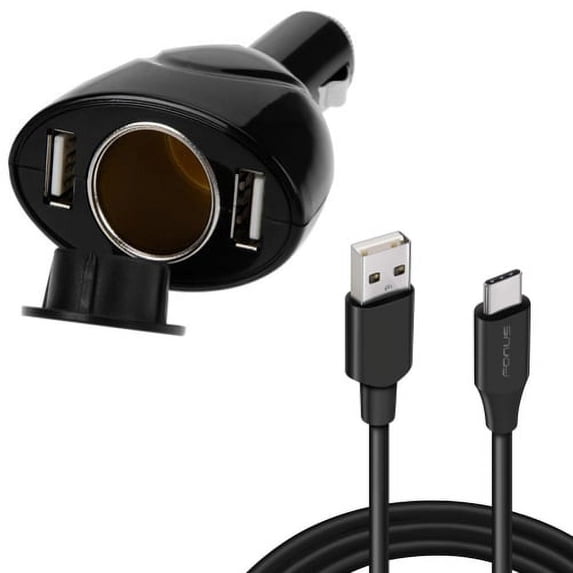 2-Port USB Charger for Google Pixel 8/Pro Phones - 6ft Type-C Cable Power Cord DC Socket Splitter USB-C Wire Adapter compatible with Google Pixel 8/Pro