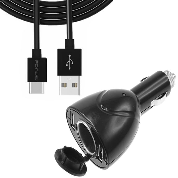 2-Port USB Charger for OnePlus 9/10/Pro/11 5G/12/12R - 6ft Type-C Cable Power Cord DC Socket Splitter USB-C Wire Adapter for OnePlus 9/10/Pro/11 5G/12/12R Phones