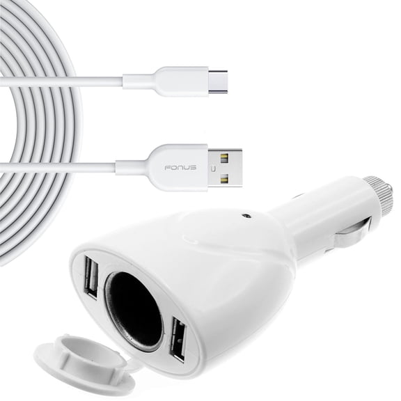 2-Port USB Charger for OnePlus 9/10/Pro/11 5G/12/12R - 6ft Type-C Cable Power Cord DC Socket Splitter USB-C Wire Adapter for OnePlus 9/10/Pro/11 5G/12/12R Phones
