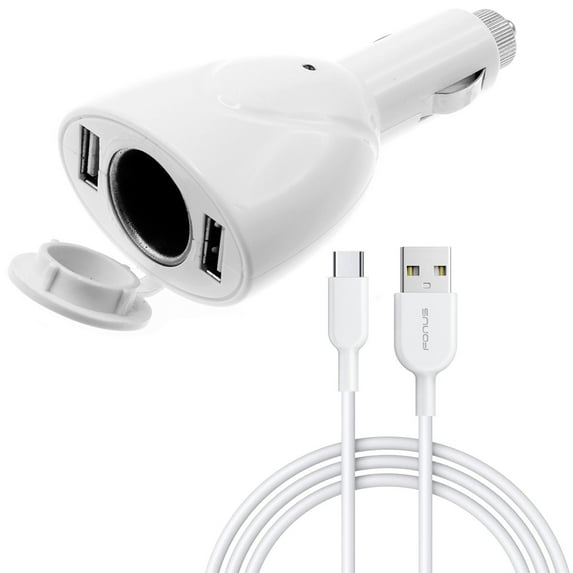 2-Port USB Charger for Google Pixel Tablet 11" (2023) - 6ft Type-C Cable Power Cord DC Socket Splitter USB-C Wire Adapter for Pixel Tablet 11" (2023)