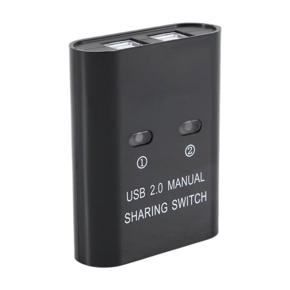 2Port USB Printer Sharing Device, 2In1Out Manual KVM Switch Splitter Hub Converter, Black