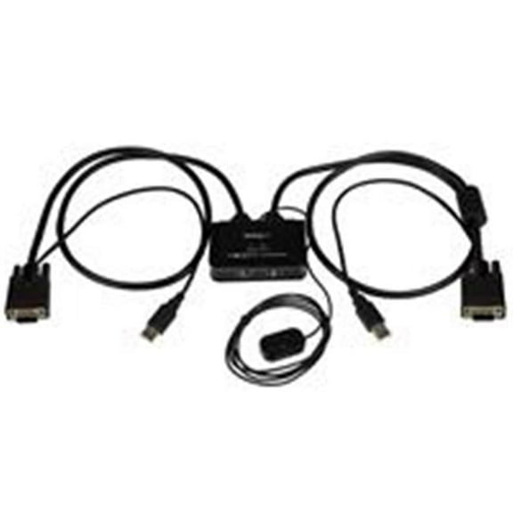 2 Port USB VGA Cable KVM Switch USB Powered with Remote Switch