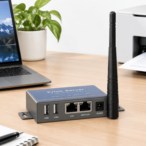 2-Port WiFi USB Print Server, Convert Wired Printers to Wireless Network Sharing