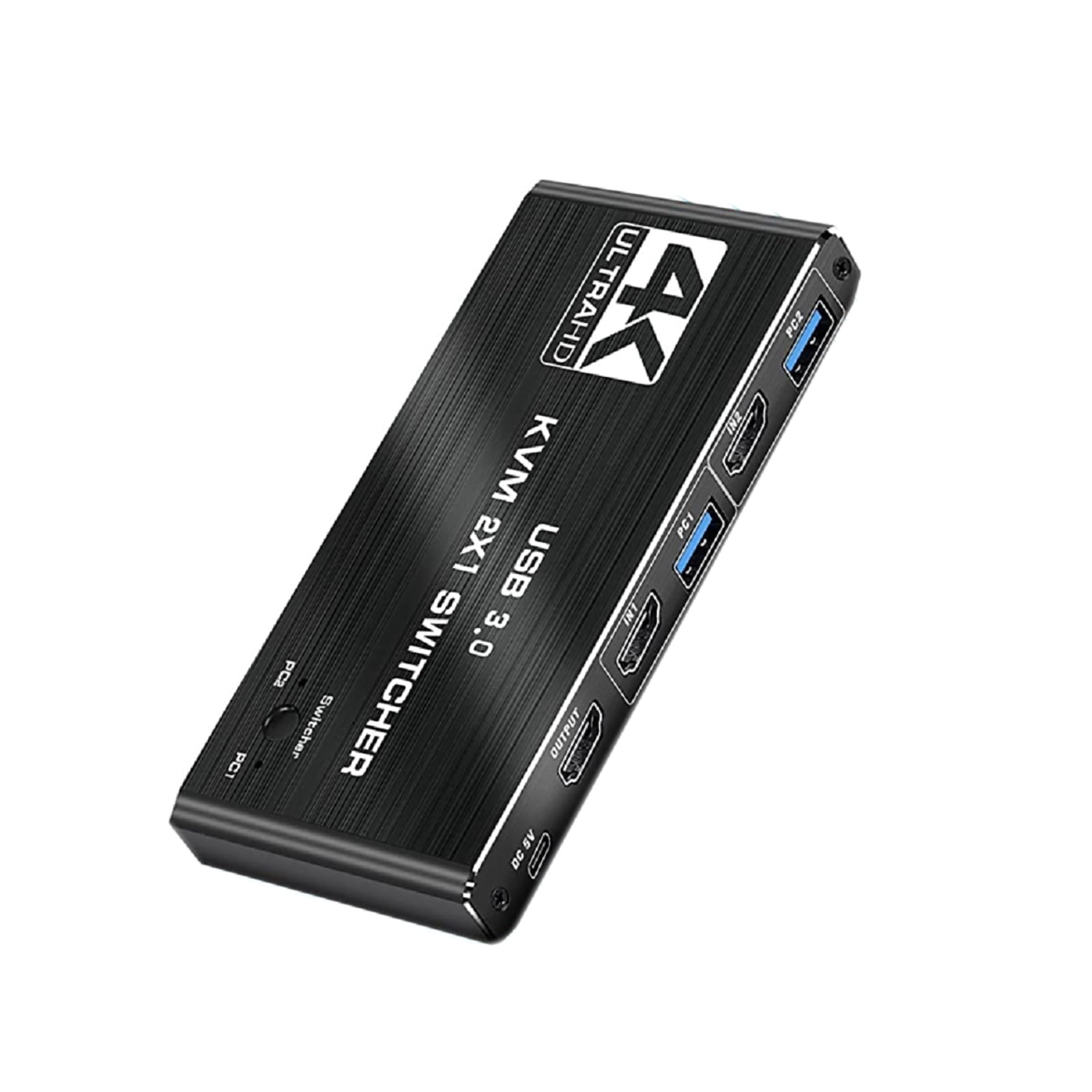 2 Ports 4K 60Hz HDMI USB KVM Switch, Dual Share One Monitor USB 3.0 HDMI KVM Switch