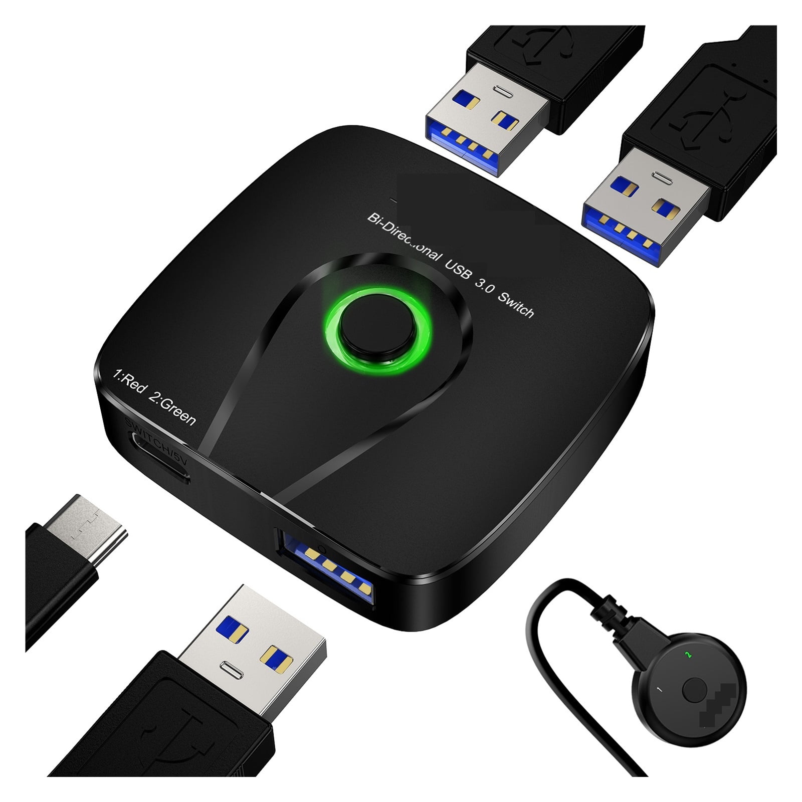 Portable Ip Switcher 2 Ports USB 3.0 Switcher 2 In 1 Out Selector 2 Computers Sharing 1 USB ...