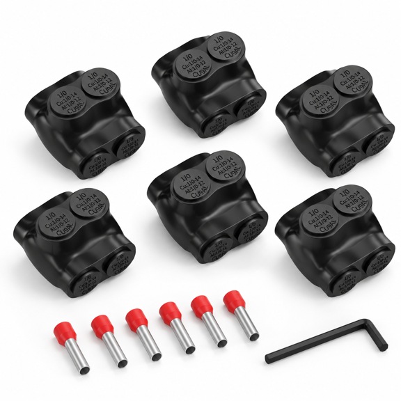 2 Portulated 1/0-14 AWG Aluminum to Copper Dual Entry Multi Tap Wire Connectors, 6 Pack