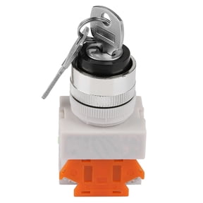 2 Position Key Operated Rotary Switch with 2 Keys, 0.87 inches / 22 mm Panel Mount Hole Diameter, 220V 5A Industrial Control Selector Switch Unit