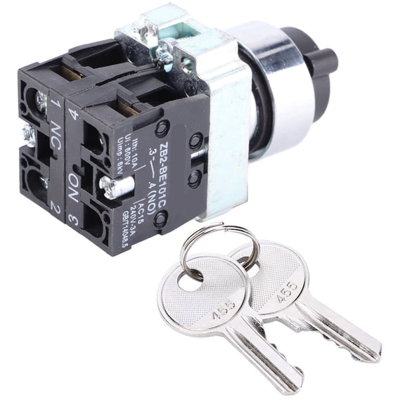 2 Position Key Switch Self-Reset Power Lock Conversion Rotation Locking With Keys ZB2-BE101
