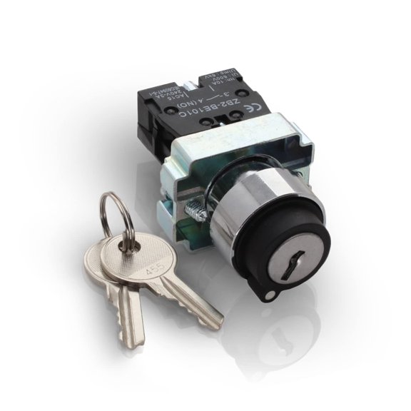 2 Position Maintained Selector Key Switch - Self-Lock Switch, 22mm Mounting Hole Size, 1NO Control Function, 415V Voltage and 10A Current - XB2-BG21 Model