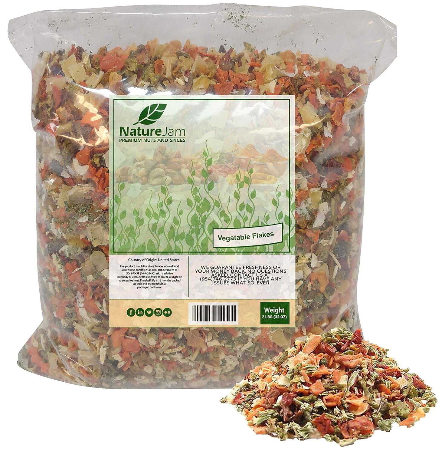 2 Pound Bag of Vegetable Soup Blend Dried Dehydrated Vegetable Flakes to Make Ramen Noodle or Soup