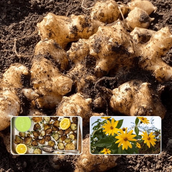 2 Pound Jerusalem Artichoke Roots, Sunchokes Sunroot Bulbs, Edible Hardy Roots for Outdoor Garden