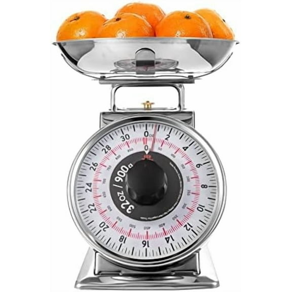 2 Pound Precise Portions Analog Food Scale 32 Ounces Stainless Steel Mechanical Kitchen Scale Removable Bowl, Tare Function, Retro Style, Kitchen Friendly$$Home Decor, Kitchen, & Other