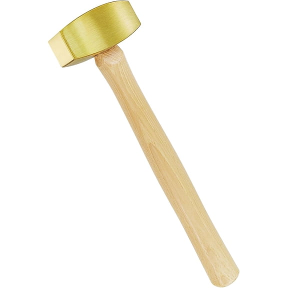 2 Pound Solid Brass Non-Sparking Hammer with Hickory Handle, Non Marring, 2lb