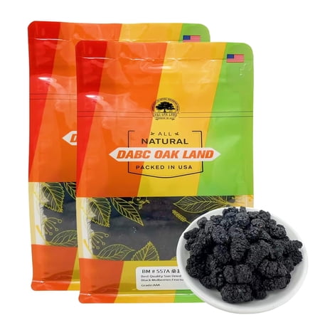 2 Pounds Dried Black Mulberries Top Grade Premium, Wild Black Mulberry Dried Fruit No Sugar Added,Vegan, Natural for Healthy Snacking, Baking,Tea 32OZ-Bag