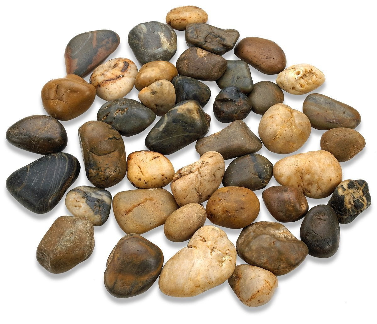 Katzco 2 Pounds Large Decorative River Rock Stones - Natural Polished Mixed Color Stones - Use in Glassware, Like Vases, Aquariums and Terrariums to