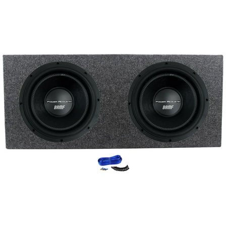 2) Power Acoustik BAMF-122 12" 3500w DVC Car Subwoofers+Sealed Sub Box Enclosure