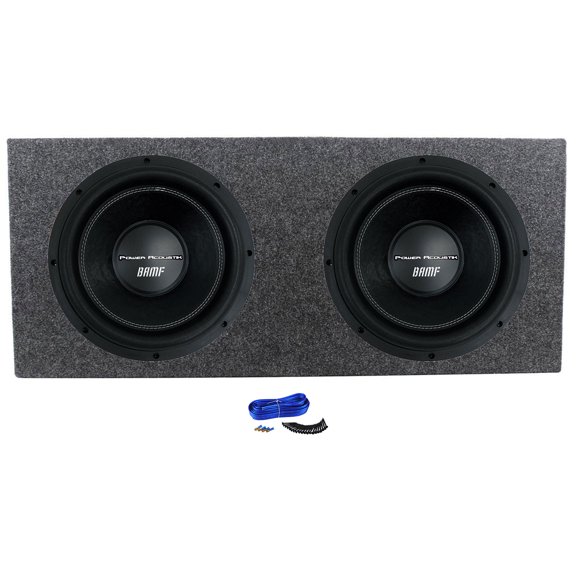 2) Power Acoustik BAMF-122 12" 3500w DVC Car Subwoofers+Sealed Sub Box Enclosure