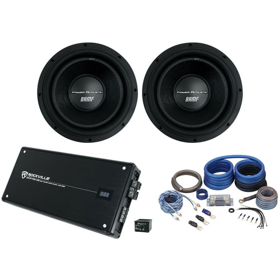 (2) Power Acoustik BAMF-124 12" 3500w DVC Car Subwoofers+Mono Amplifier+Amp Kit