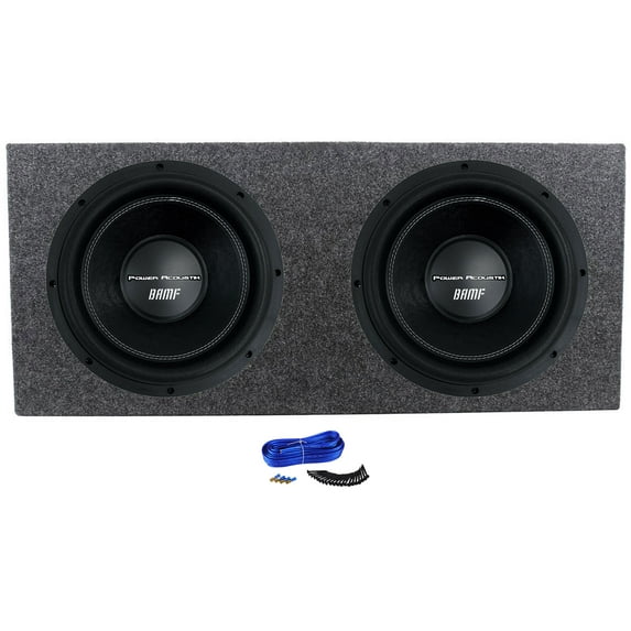 2) Power Acoustik BAMF-124 12" 3500w DVC Car Subwoofers+Sealed Sub Box Enclosure