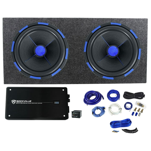 (2) Power Acoustik MOFO-154X 15" 3000w Subwoofers+Sealed Box+Amplifier+Amp Kit