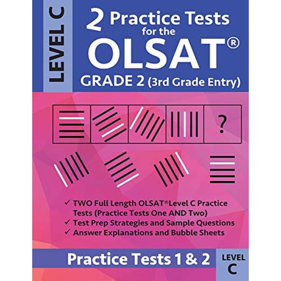 Pre-Owned 2 Practice tests for the OLSAT Grade 2 (3rd Grade Entry) Level C: Gifted and Talented Prep Grade 2 for Otis Lennon School Ability Test, 9781948255653, 1948255650, Paperback,