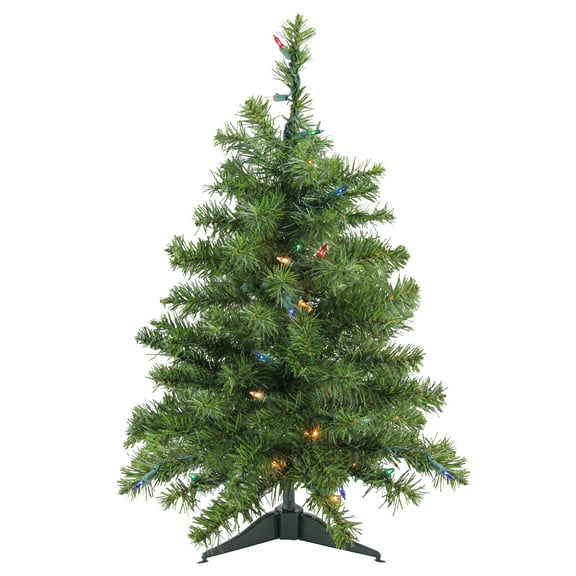 2' Pre-Lit Canadian Pine Artificial Christmas Tree - Multi Lights