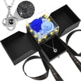 thumbnail image 1 of 2 Preserved Rose with Heart I Love You Necklace - Eternal Rose Birthday Gifts for Women Wife Girlfriend Her Mom Grandma on Festivals Gifts Christmas Valentines Mothers Day Anniversary(Blue), 1 of 7