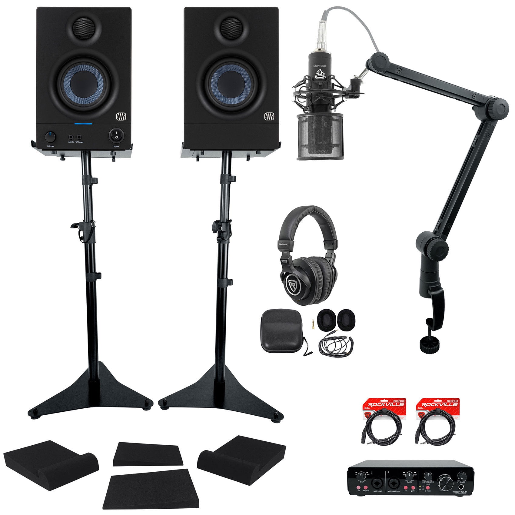 2 Presonus Eris 3.5 2nd Gen 3.5" Studio Monitors+Interface+Mic