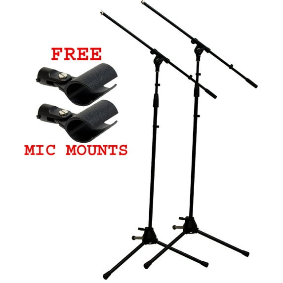 (2) Pro Audio Stage Instrument Adjustable Boom Microphone Stand Free Mic Mounts