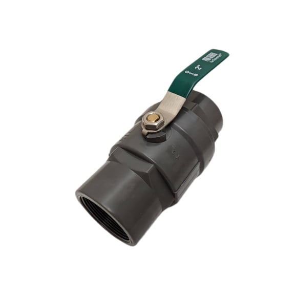 2" Pro Series- 2PC PVC Ball Valve with Stainless Steel Handle and Chromium ABS Ball (Threaded)
