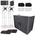thumbnail image 1 of (2) ProX Flex Totem TV White Folding Steel Adjustable Stage Podium Totems with DJ Facade Table Station Package, 1 of 9