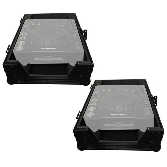 (2) ProX XS-CDBL Large Format Pro CD Turntable Cases in Black