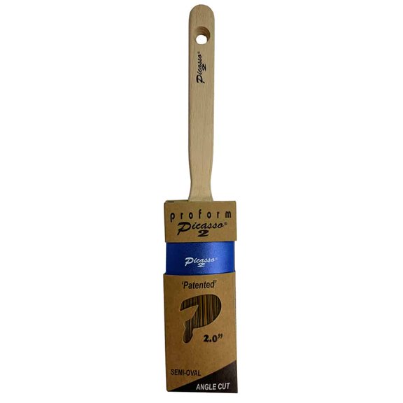 2" Proform G2-PIC1-2.0 Generation 2 Picasso PBT/Nylon Blended Filament, Chisel Tip, Angled Cut, Standard Handle Paint Brush