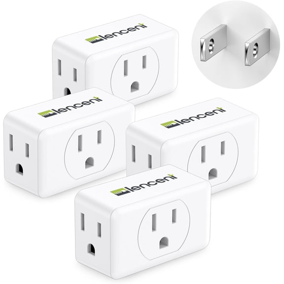 2 Prong to 3 Outlet Adapter, Wall Plug Extender, Multiple with AC Outlets, Non Grounded Outlets Expander for Japan Travel Kitchen Office Bathroom Older House, 4 Pack
