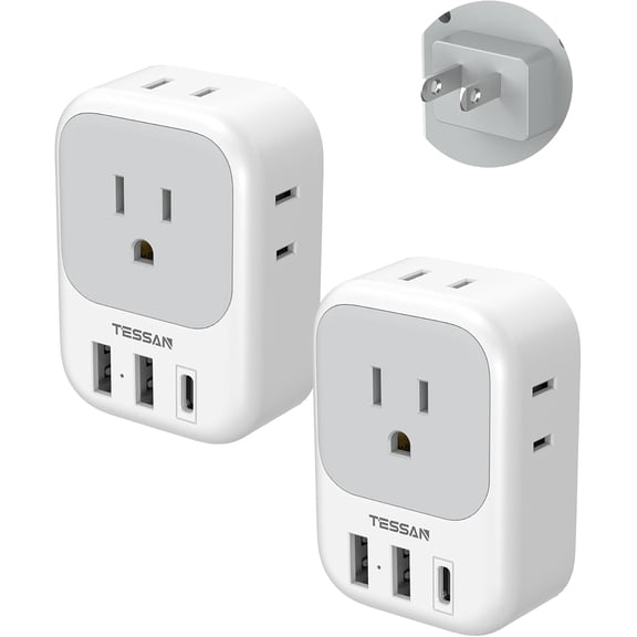 2 Prong to 3 Prong Outlet Adapter 2 k, US to Japan Plug Adapter with 4 Outlets 3 USB (1 USB-C), Outlet Adaptor US to Japan China Mexico Philippines Canada Peru Thailand Vietnam