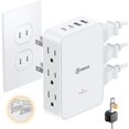 Three Point Plug Inside 2 Prong to 3 Prong Outlet Adapter, 3 Sided 6 Outlet, PD 20W USB C ...