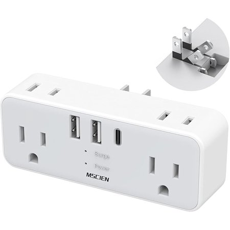 2 Prong to 3 Prong Outlet Adapter, US to Japan Plug Adapter with 3 USB, Multi Plug Outlet Extender, 6 Outlets with Hidden Plug, Travel Plug Adapter USA to Japanese Philippines, Type A