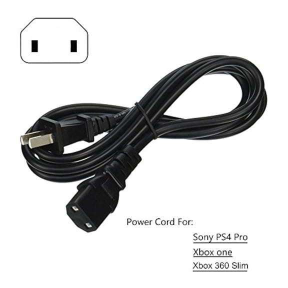 2 Prong AC Power Cord for Sony PS4 Pro PlayStation 4 Pro Xbox One Cable