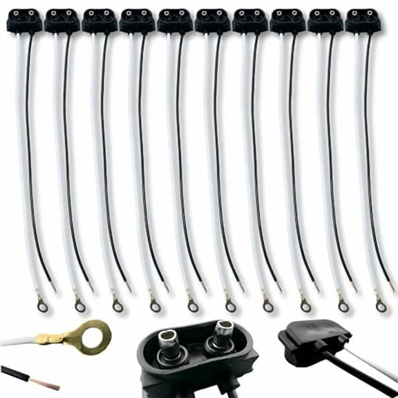 2 Prong Male Plugs Two Wire Pigtail Side Marker Lights 8.5" Long 90° Design 10x